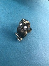 Estate Antique Goldtone Owl w Clear Rhinestone Eyes Adjustable Ring – currently - £9.00 GBP