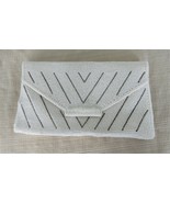Lovely vintage white and gray seed bead cutch purse - £23.54 GBP