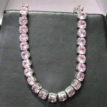 18Ct Round Cut Pink Sapphire 7.5&quot; Women&#39;s Tennis Bracelet 14K White Gold Finish - £141.99 GBP