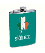 Irish Flag Shamrock Slainte Flask 8oz Stainless Steel Hip Drinking Whiskey - $20.24 CAD