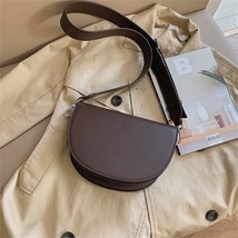 Retro Solid Color Saddle Bag High Quality Leather Shoulder Bags for Women 2023 N - £36.32 GBP