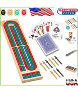 Durable Wooden Cribbage Board Set with 9 Metal Pegs &amp; Cards - Ideal for ... - $455.80 MXN