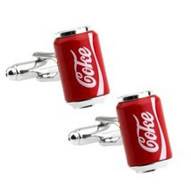 Coke Can Cufflinks Cola Drink Soda Pop Novelty Party Red Enamel New W Gift Bag - £10.19 GBP
