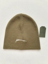 All Saints Ribbed Knit Beanie Script Logo Dusty Olive Green - £71.19 GBP