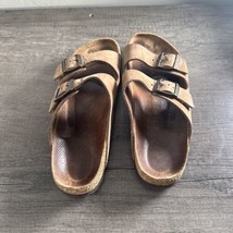 Birkenstocks Arizona Oiled Leather Tobacco Brown Size 8 Clasp Doesn’t Lay Flat - $29.87