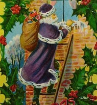 Santa Claus Postcard Christmas Purple Robe Deep Embossed Card Serie 2236 Germany - $83.70