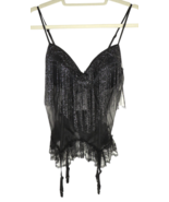 Vintage Secret Treasures Sexy Black Bustier, Metallic Fringe, Thong, Size M - $49.99