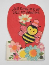 VINTAGE VALENTINE CARD HONEY BEE BUZZiN&#39; IN TO SAY BEE MY VALENTINE 1960s - €6,86 EUR