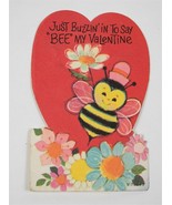 VINTAGE VALENTINE CARD HONEY BEE BUZZiN&#39; IN TO SAY BEE MY VALENTINE 1960s - €6,86 EUR
