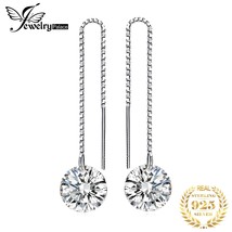 JewelryPalace 925 Silver Earrings Cubic Zirconia Simulated Long Drop Dangle Thre - £10.50 GBP