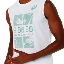 Asics Track Practice Graphic Sleeveless Men&#39;s Casual Top AsiaFit NWT 2091A675100 - £34.77 GBP