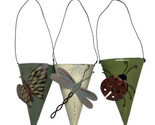 Midwest-CBK Decor Green Tag Tin Bug Cups Set of 3 Butterfly Dragonfly La... - $13.78