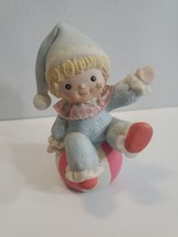 Vintage Homco Baby Boy Clown Sitting on Ball Porcelain Figurine #1451 - $12.55
