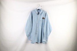 Vintage 90s Streetwear Mens 2XL Distressed Horse Equestrian Denim Button Shirt - £33.92 GBP