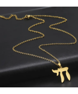 Good Luck Sign Of Life Hebrew Gold Letter Chai Necklace Stainless Steel ... - £8.32 GBP
