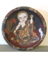 Antique Japanese Edo Period Moriage Slip Pottery Charger Plate Deity Imm... - $1,781.01