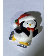 Hallmark Vintage 1983 Holiday Pin CHRISTMAS CHUBBY PENGUIN Skating - $5.00