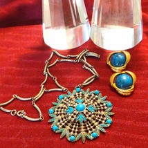 Gorgeous turquoise necklace and earrings - £19.38 GBP