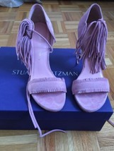 Stuart Weitzman Pompom Pink Suede Stiletto Sandal Size 5.5 - £161.68 GBP