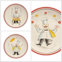 Tabletops Lifestyles PIZZA 3-Chef Plates Hand Painted &amp; Hand Crafted 9 1/4&quot;D - £19.78 GBP