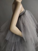 GRAY High Low Tulle Skirt Outfit Women Wedding Photo Layered Tulle Skirt Plus image 4