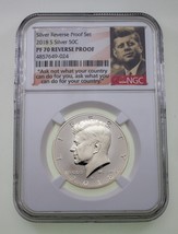 2018-S 50C Kennedy Mezzo Dollaro Selezionato Da NGC PF70 Reverse Proof - $98.99