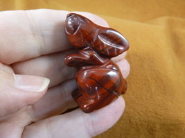(Y-BUN-ST-581) red Rainbow Jasper BUNNY RABBIT HARE gemstone carving FIG... - £10.97 GBP