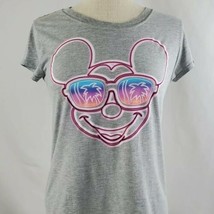 Disney Mickey Mouse Sunglasses T-Shirt Large 11-13 Gray Pink Palm Trees ... - $15.99