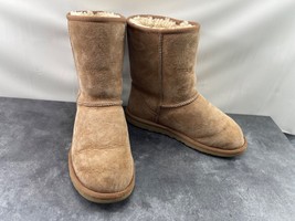 UGG Australia Boots Women 7 M Classic Shoes Brown Suede Fur Shearling Mi... - $27.54