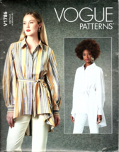 Vogue V1786 Misses Tunic Top and Belt Size XS - XL Uncut Sewing Pattern - $20.46