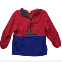 Vintage 90s LL Bean Pull Over 1/4 Zip Anorak Jacket Red Large Kids XS Adult - £17.39 GBP