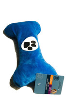 Greenbrier Squeaky Bone Shaped Velvet Blue Dog Toy. - £9.71 GBP