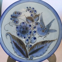 Vintage Ken Edwards Tile  Trivet Tonala Mexico Blue Bird Butterfly  7.5&quot; - £19.46 GBP