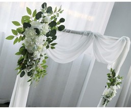 Elegant White Rose and Eucalyptus Wedding Arch Decor - Set of 2 - £42.82 GBP
