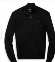 Polo Ralph Lauren Quarter Zip Sweater Black Pima Cotton Pony Men’s Sz L NWT - $79.00