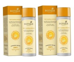 Biotique Bio Sandalwood 50+ SPF Sunscreen Ultra Soothing Face Lotion for All Ski - £31.28 GBP