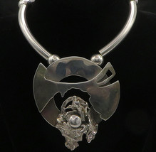 925 Sterling Silver - Vintage Shiny Modernist Sculpted Chain Necklace - NE2554 - £386.68 GBP