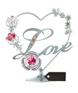 Chrome Plated Silver Love Table Top Ornament w/ Matashi Red/Pink Crystals - $437.64 MXN