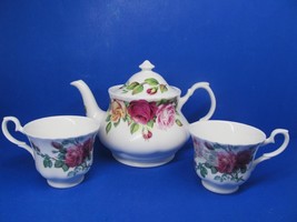 Roy Kirkham Garden Rose Teapot And 2 Tea Cups Excellent  - £34.81 GBP