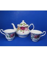 Roy Kirkham Garden Rose Teapot And 2 Tea Cups Excellent  - £35.60 GBP