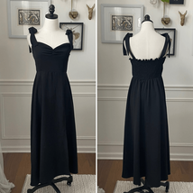 SHEIN Black Shoulder Tie Midi Dress Smocked Back M 6 - $323.73 MXN
