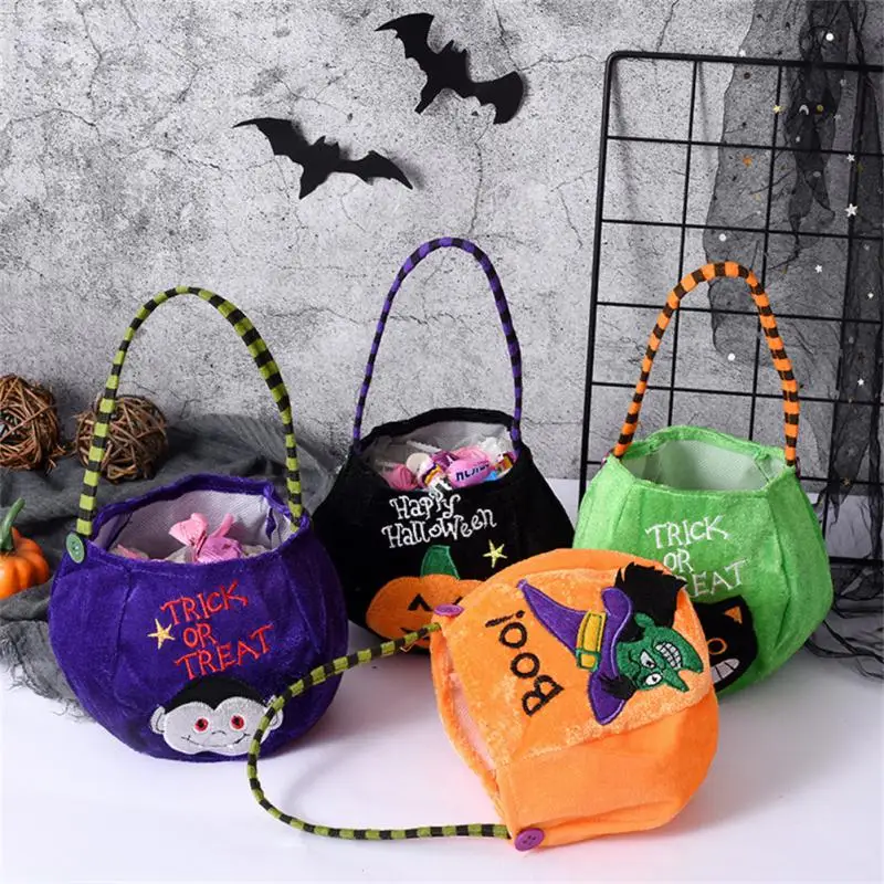 House Home 1pc Halloween Candy Bag Cartoon Doll  Pumpkin Lantern Gift Basket  St - £19.77 GBP