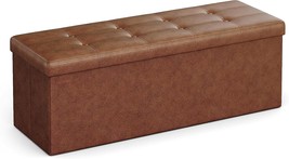 Songmics Coffee Brown Ulsf070K01 43-Inch Folding Storage Ottoman Bench With - £53.35 GBP