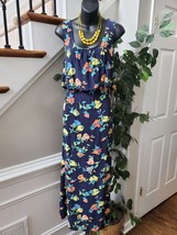Merona Women&#39;s Blue Floral Rayon Scoop Neck Sleeveless Long Maxi Dress Size XL - £22.33 GBP