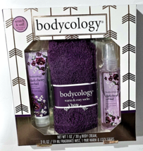 Bodycology Dark Cherry Orchid Gift Set Fragrance Mist Body Cream Socks - $21.99