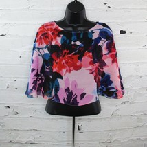 Donna Ricco Womens Size XS (2) Sheer Abstract Floral Poncho Overlay Blouse Multi - £9.56 GBP