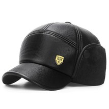 Winter Leather Dad Hat Men Women Plush Baseball Cap With Earflap Thicken... - £40.63 GBP