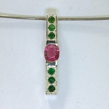 Pendant Pink Red Burmese Spinel Tsavorite Green Garnet Ladies Silver Design 126 - £74.40 GBP