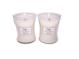 WoodWick  White Teak Medium Hourglass Candle 9.7 oz - Lot of 2 - £29.49 GBP