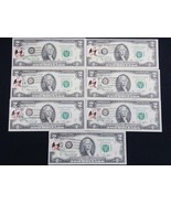 Lot of 6 Stamped $2 Federal Reserve Notes Sequential Serials - £53.82 GBP